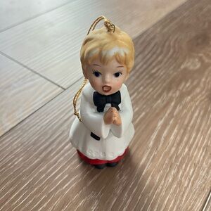 Vintage Homco Choir Boy Ceramic Praying Hands Christmas Ornament